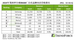 2024年四季度全球DRAM内存市场增长强劲 2025年一季度前景如何？