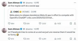 Meta推独立AI应用挑战OpenAI 奥尔特曼：我们或许该做社交App？