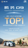 腾势D9再夺冠！国内MPV市场1-5月销量领跑 新能源实力彰显